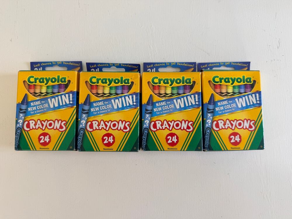 Vintage Crayola 24 Count Crayon Boxes New Color Contest Last Chance Dandelion